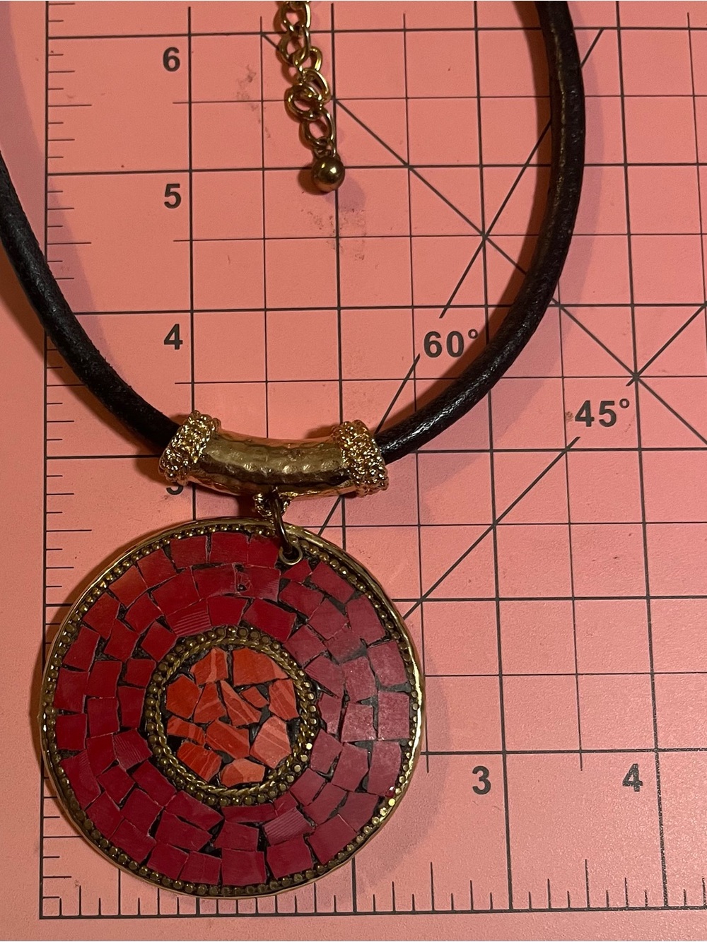 Chico’s Red Mosaic Medallion Pendant - Picture 3 of 3